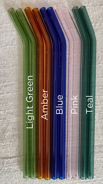 SET OF 4 GLASS COMBO CUPS (LID & STRAW INCLUDED)