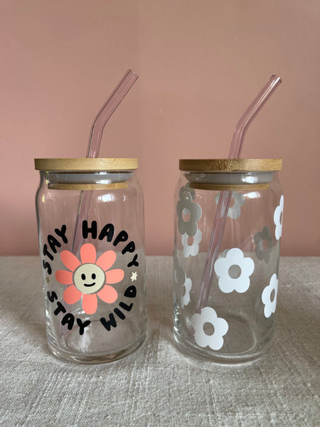 SET OF 2 GLASS COMBO (LID & STRAW INCLUDED)